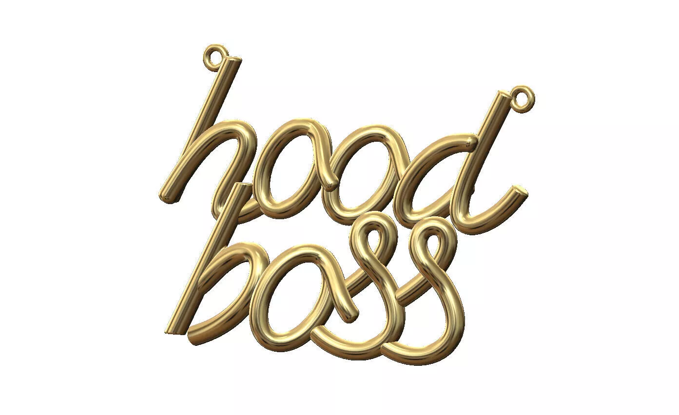 Hood boss name 3d letters wire pendant and charm 3D print model