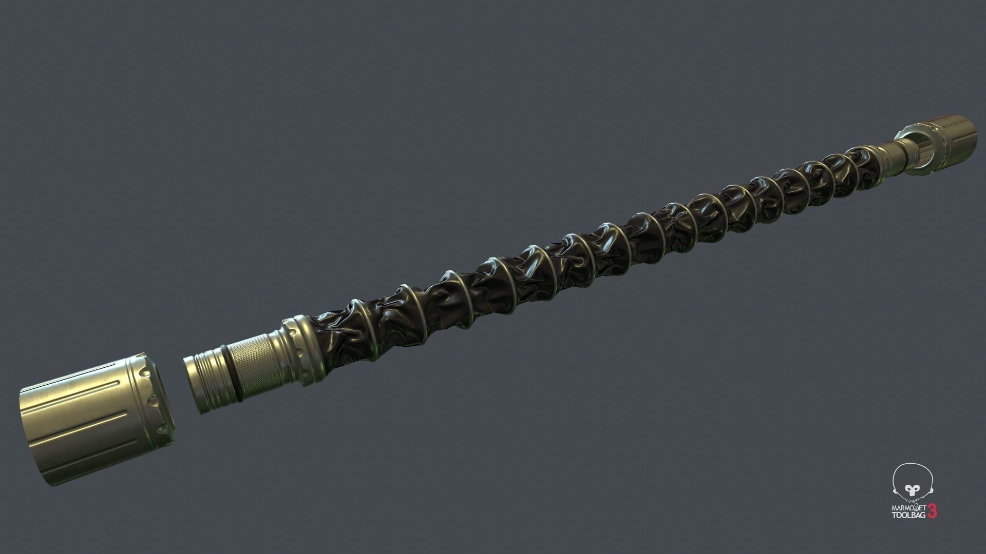 Corrugated Hose PBR Game Ready Low-poly 3D model_3