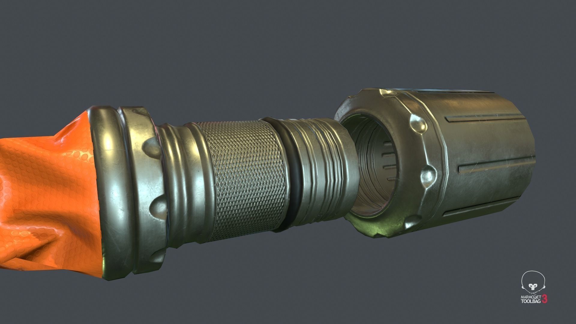 Corrugated Hose PBR Game Ready Low-poly 3D model_1