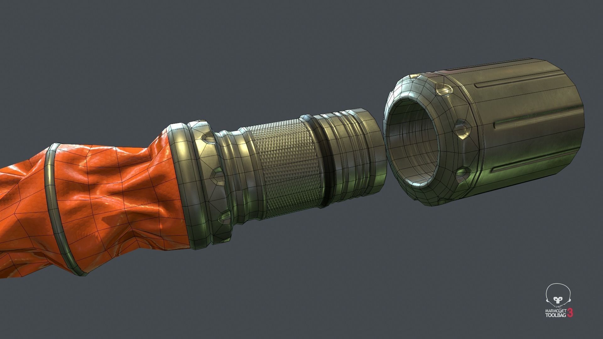 Corrugated Hose PBR Game Ready Low-poly 3D model_6
