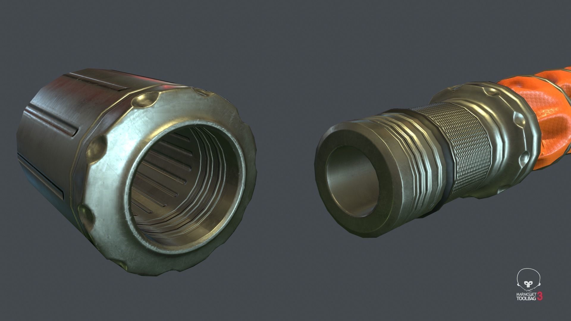 Corrugated Hose PBR Game Ready Low-poly 3D model_5