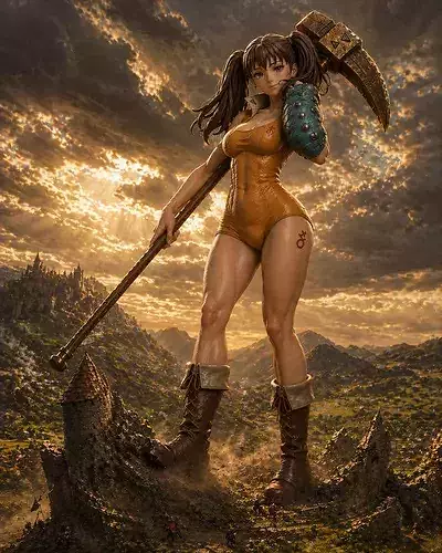 Giant Hammer Warrior Fantasy Anime STL Model