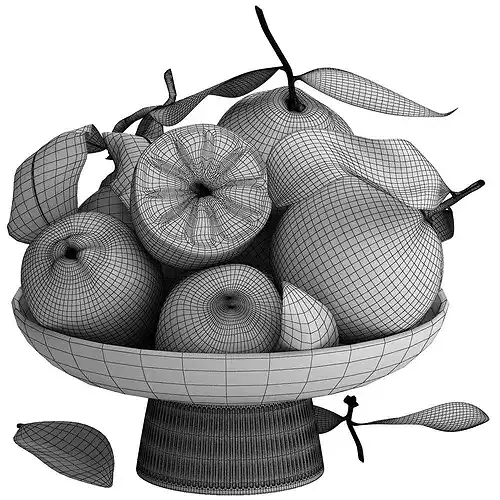 bowl of yellow lemon and orange fruit 3D model 6