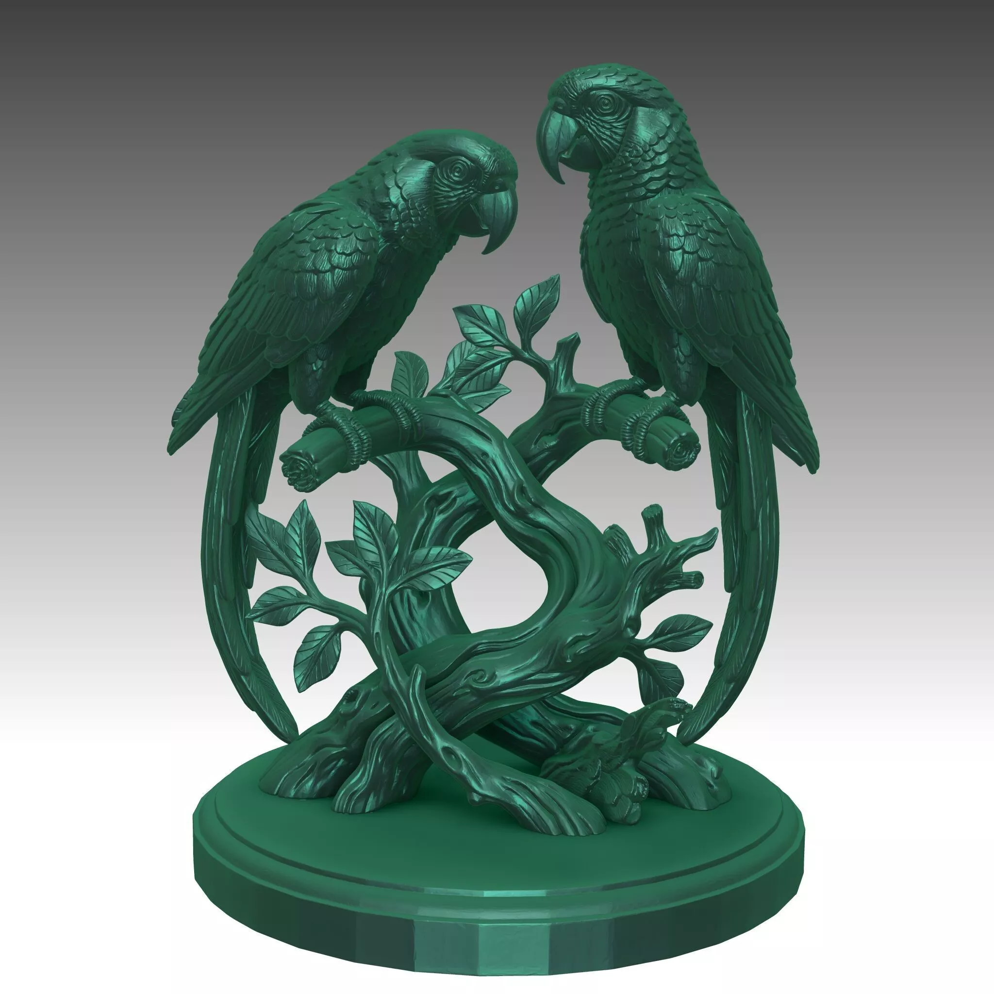 Twin Macaw Parrot Sculpture STL for 3D Print CNC 3D print model
