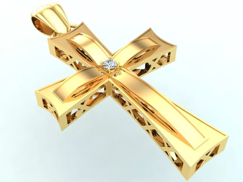 Cross pendant - Crucifix pendant - Diamond pendant - N6163B 3D print model