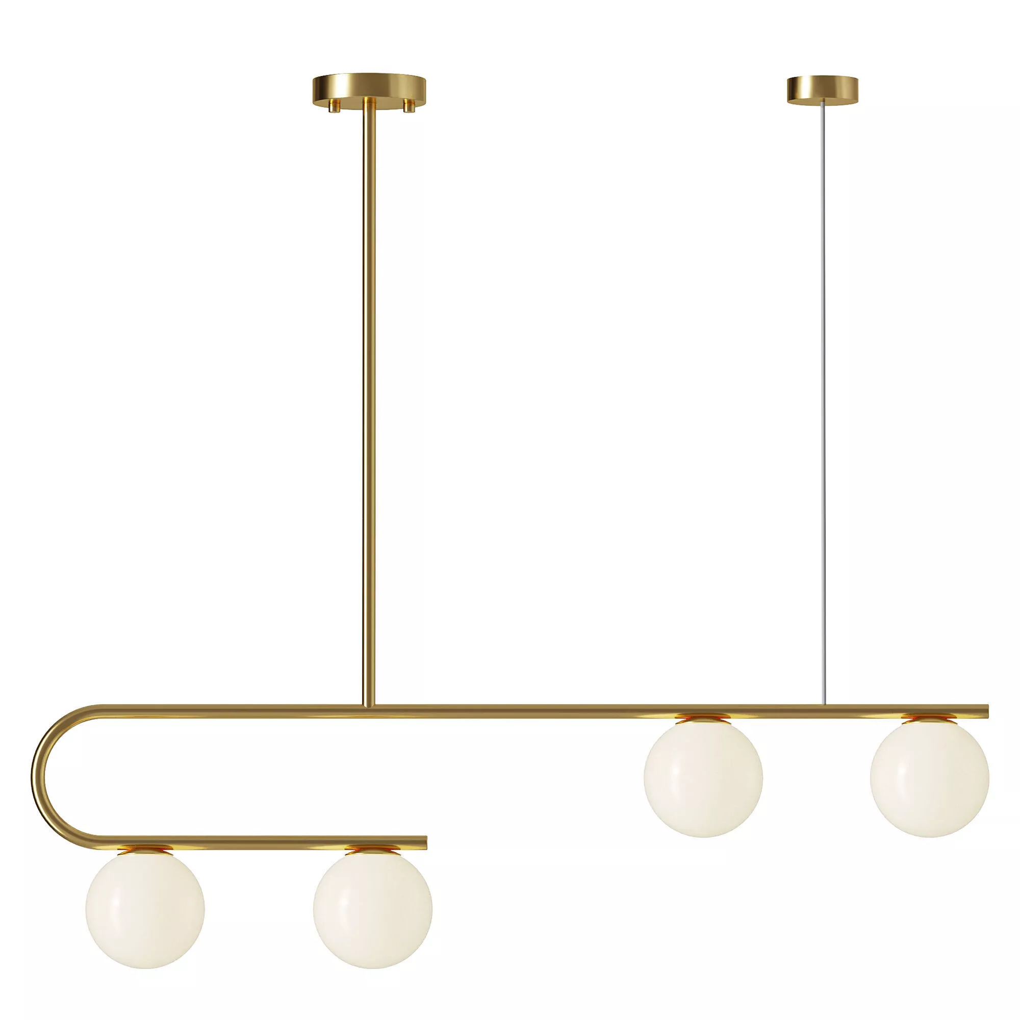 Postmodern Gold Linear Island Pendant Light 4 heads 3D model