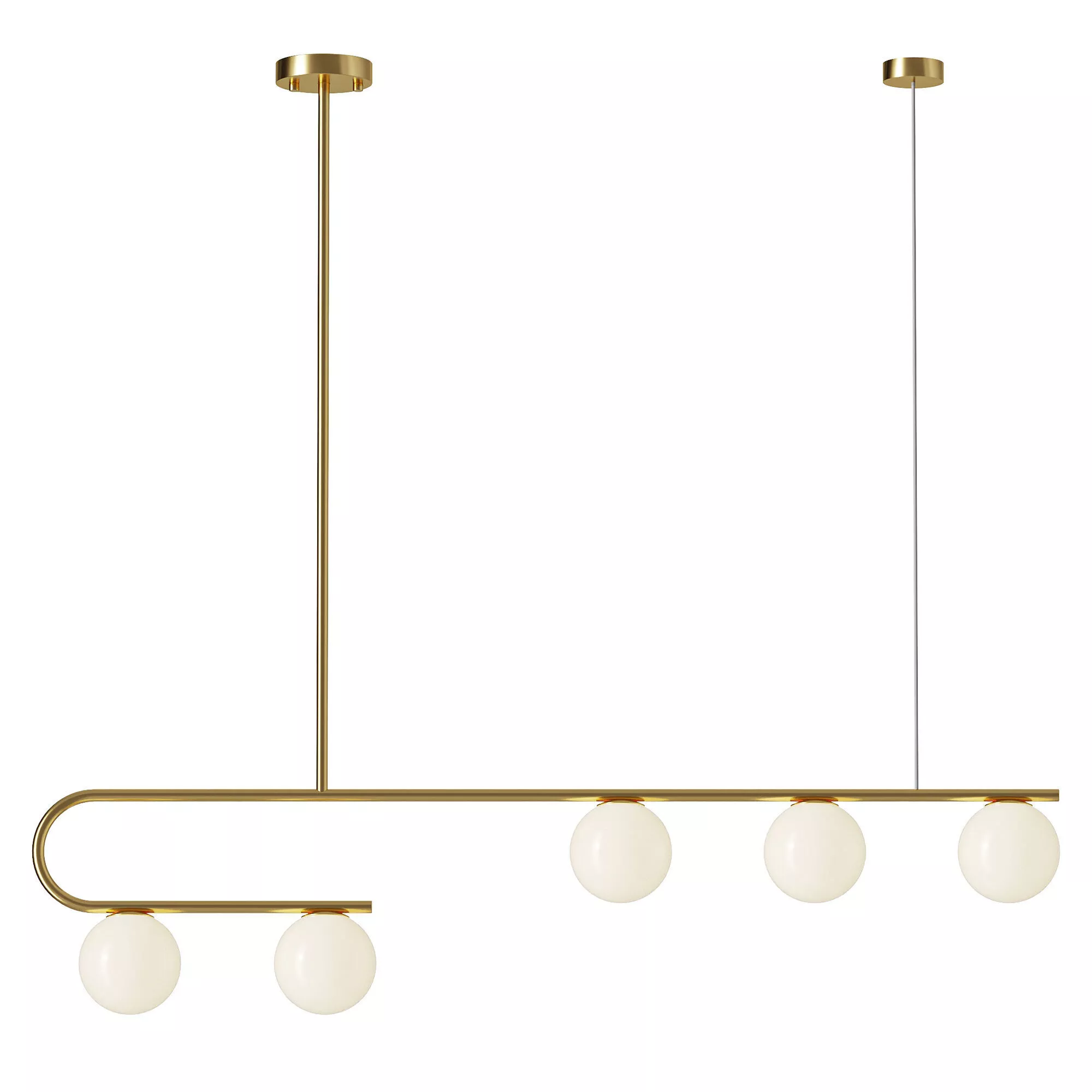 Postmodern Gold Linear Island Pendant Light 5 heads 3D model