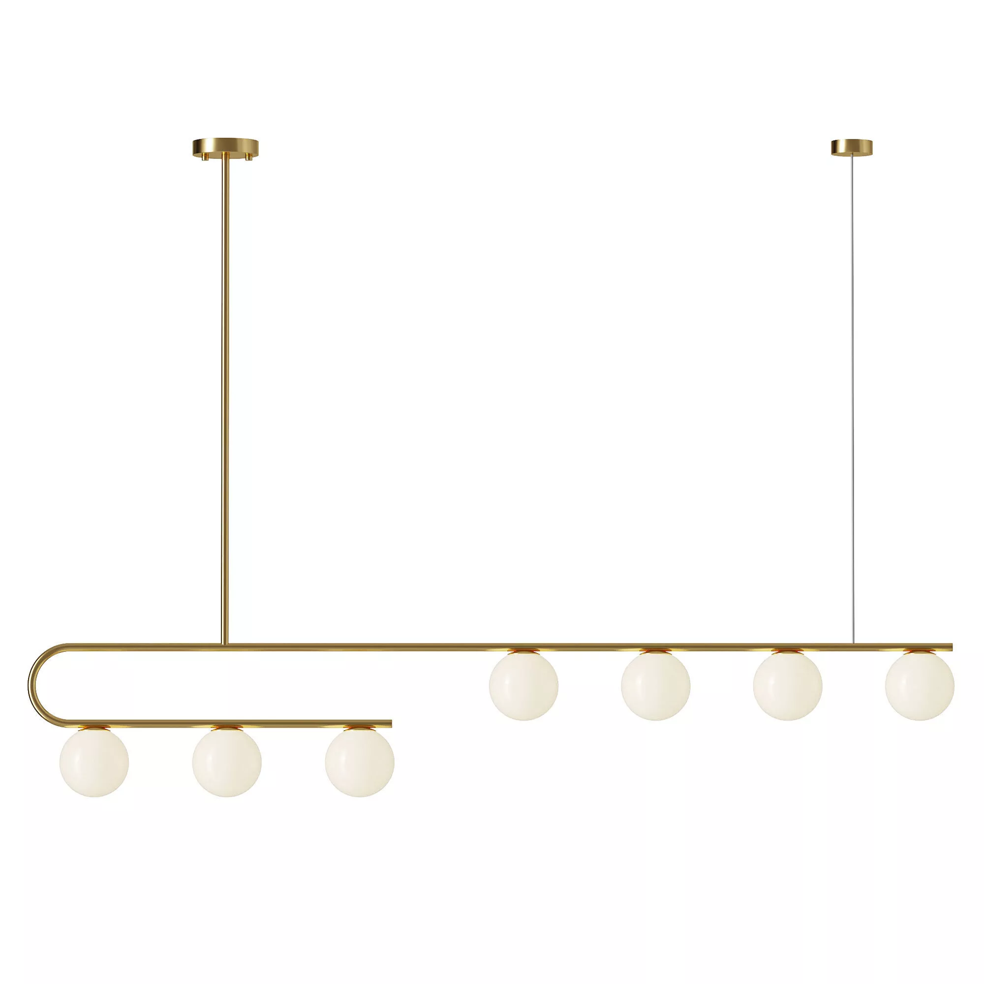 Postmodern Gold Linear Island Pendant Light 7 heads 3D model