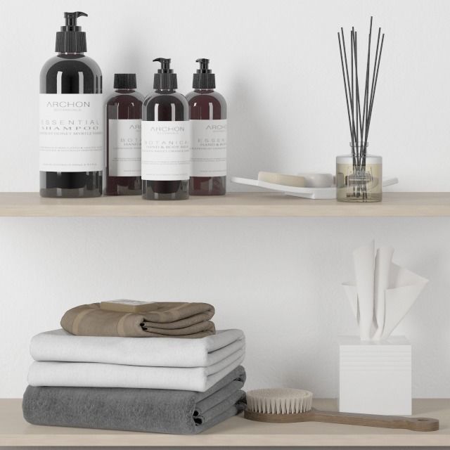 Bathroom set shelf with soaps and lotions 3D model_0