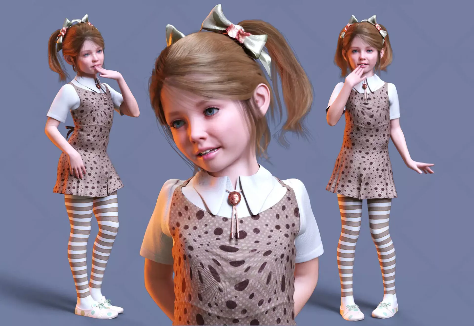 Realistic and adorable foreign little girl 3D model