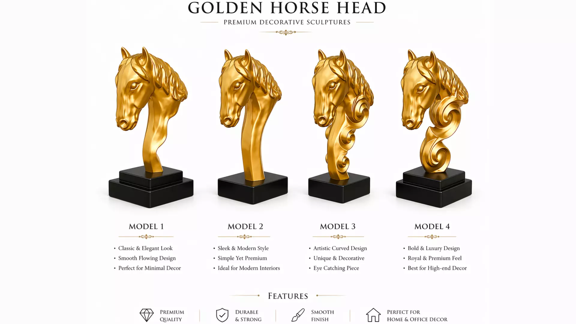3D Printable Horse Head Sculpture STL 3D print model