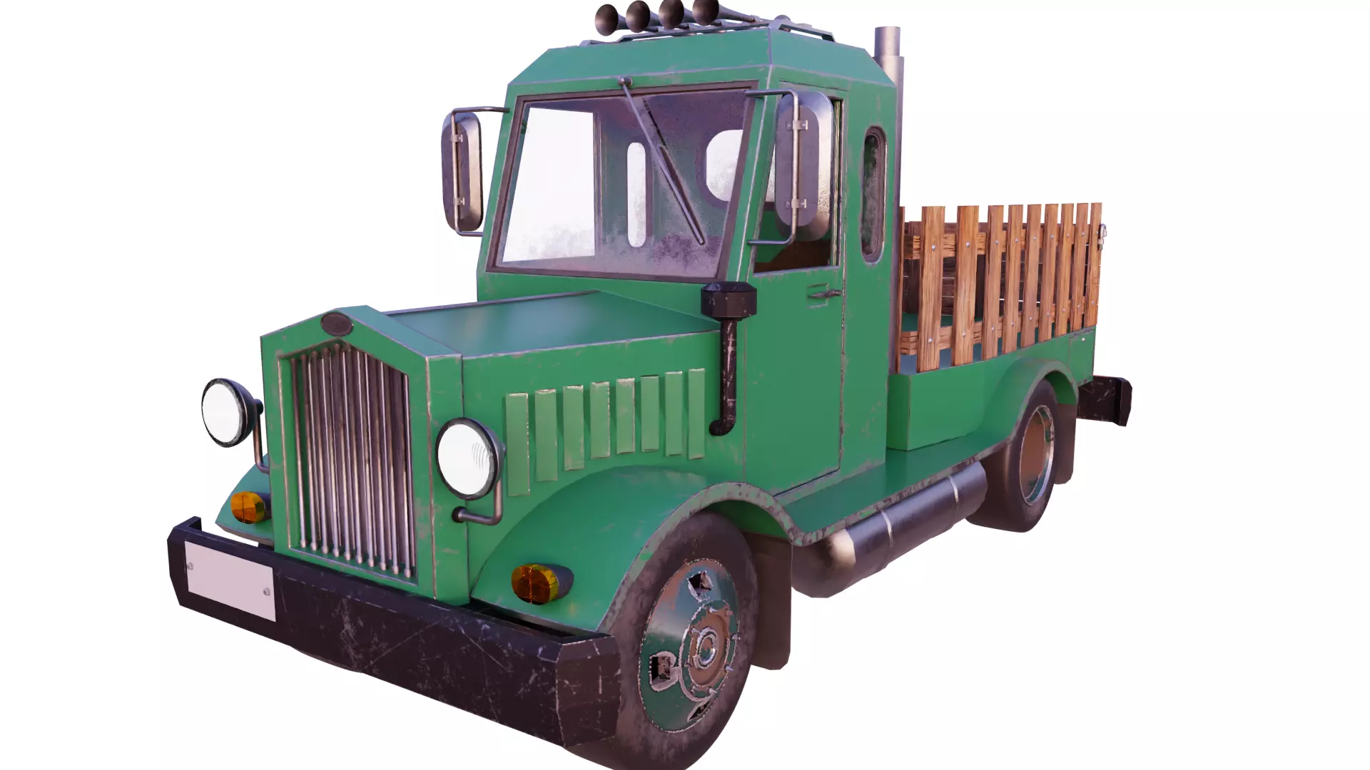 An old truck in a low poly cartoon style Low-poly 3D model
