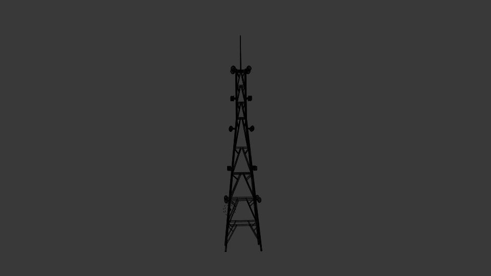 Radio Tower X Low-poly 3D model_5