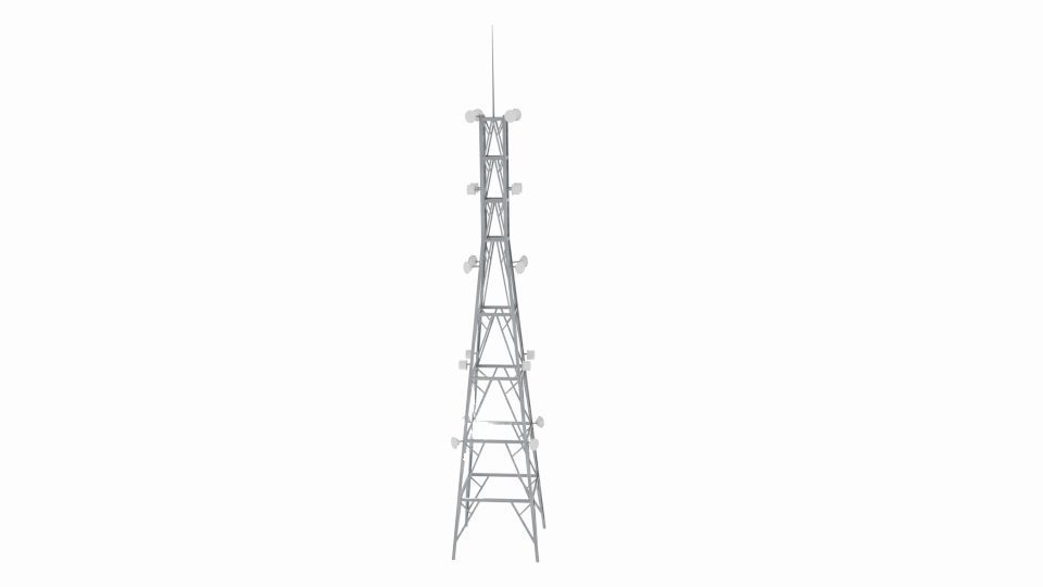 Radio Tower X Low-poly 3D model_2