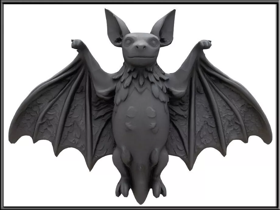 Gothic Bat Stone Low-poly 3D model