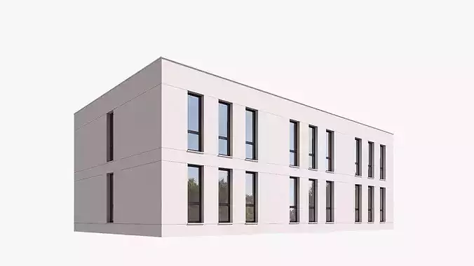 Modern 2-Story Administrative Office Building Exterior 3D Model Low-poly 3D model 5
