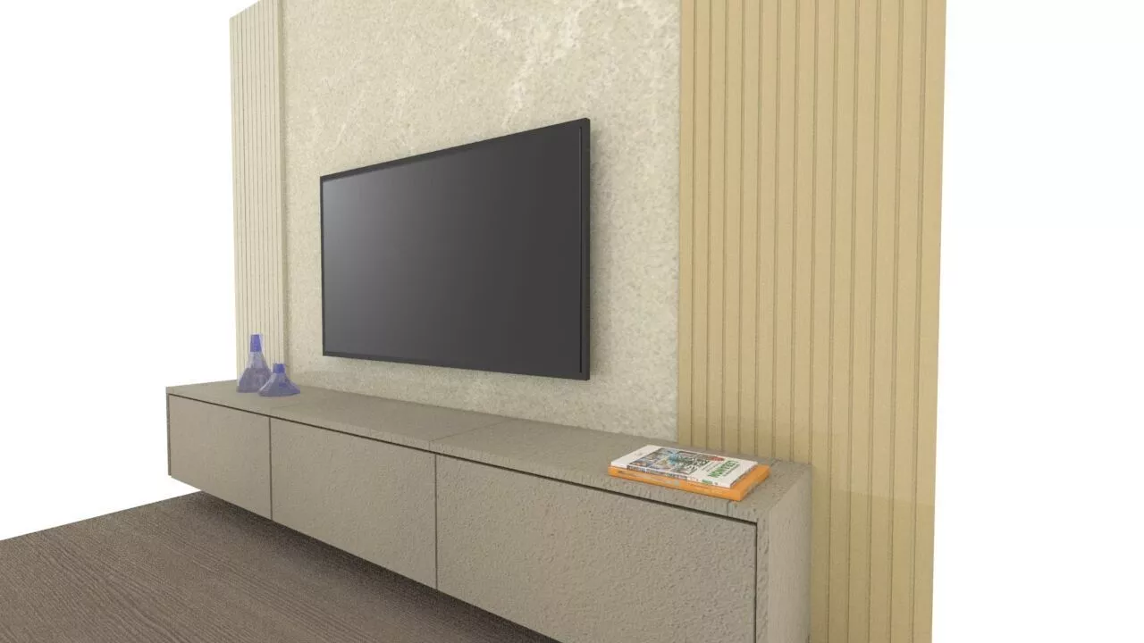 Modern TV Wall Unit with Floating Cabinet Free low-poly 3D model