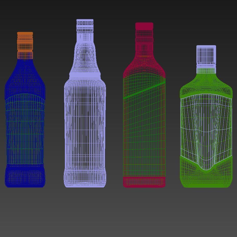 8 bottles of Whiskey 3D model_5