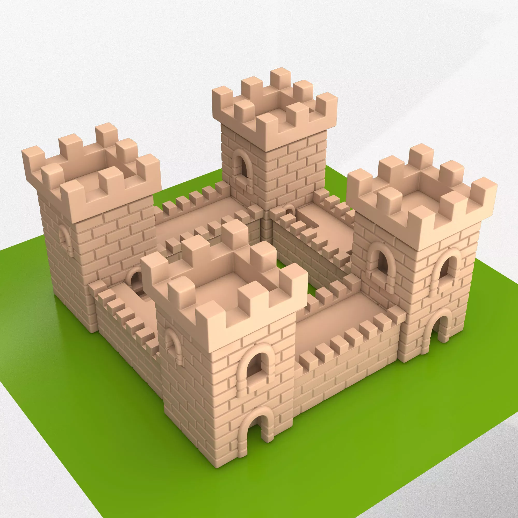 Stylized Medieval Castle Isometric 3D Model 3D print model