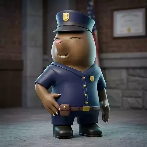 Officer Duke Cute Mole Police Officer Character