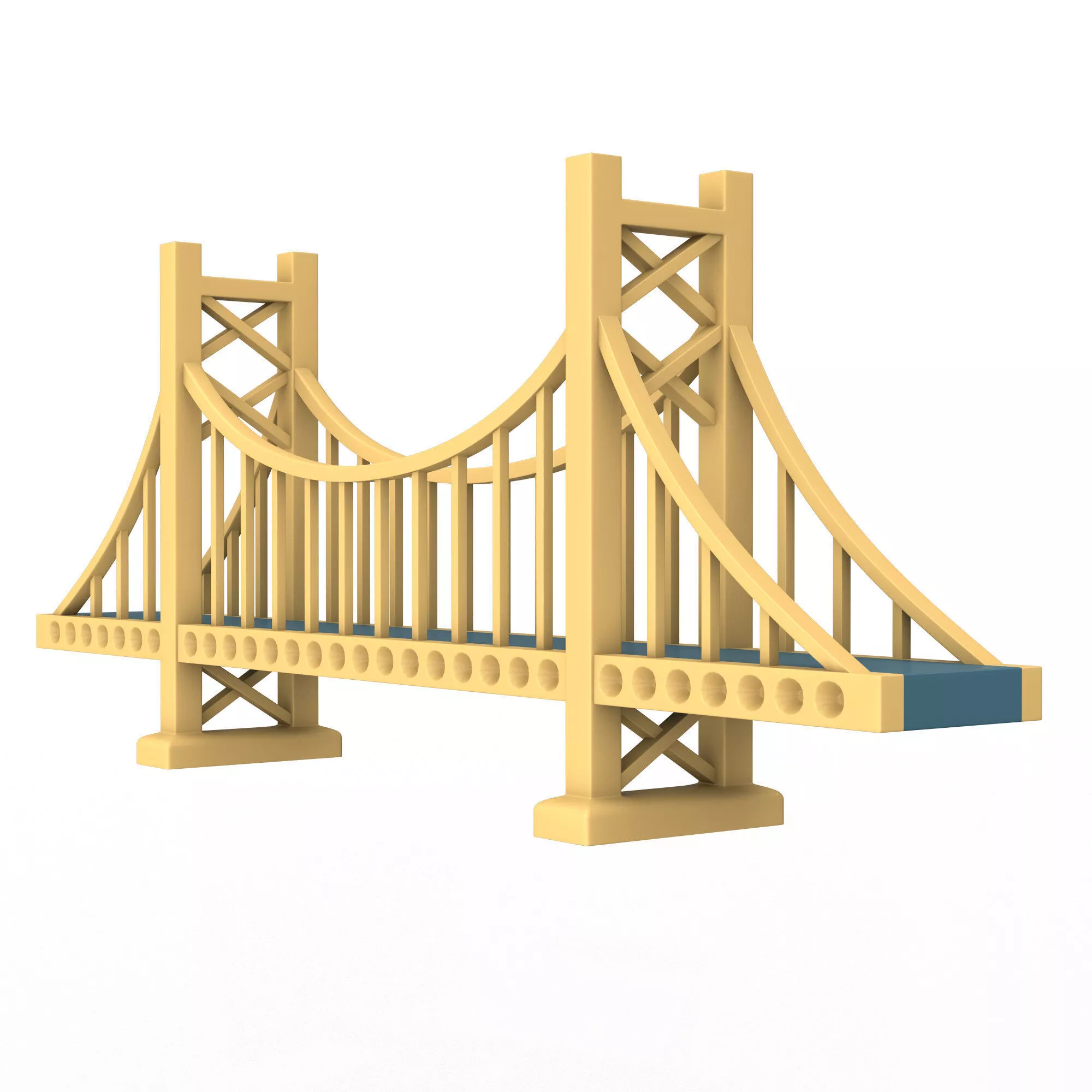 Stylized Akashi Suspension Bridge Isometric 3D Model Free 3D print model