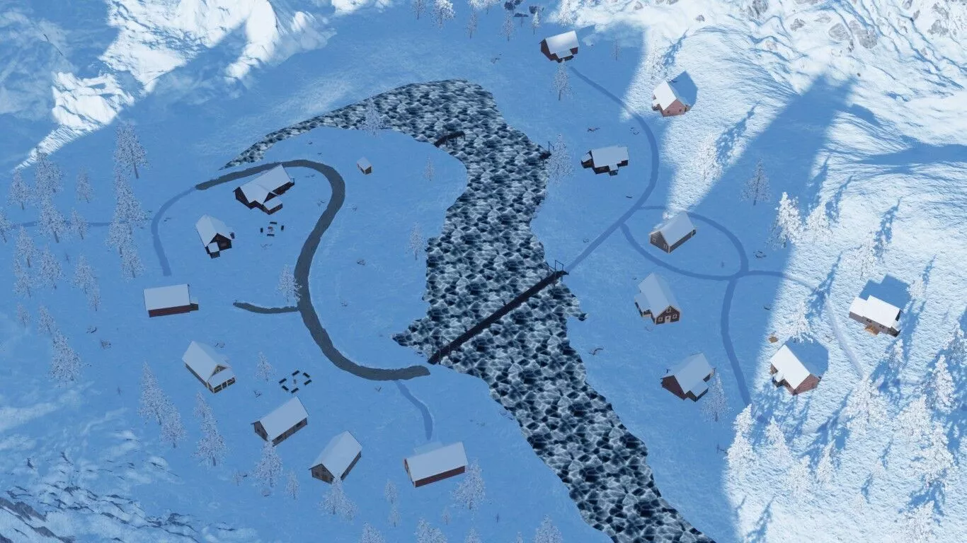 Snowy Alpine Village in the Valley 3D model
