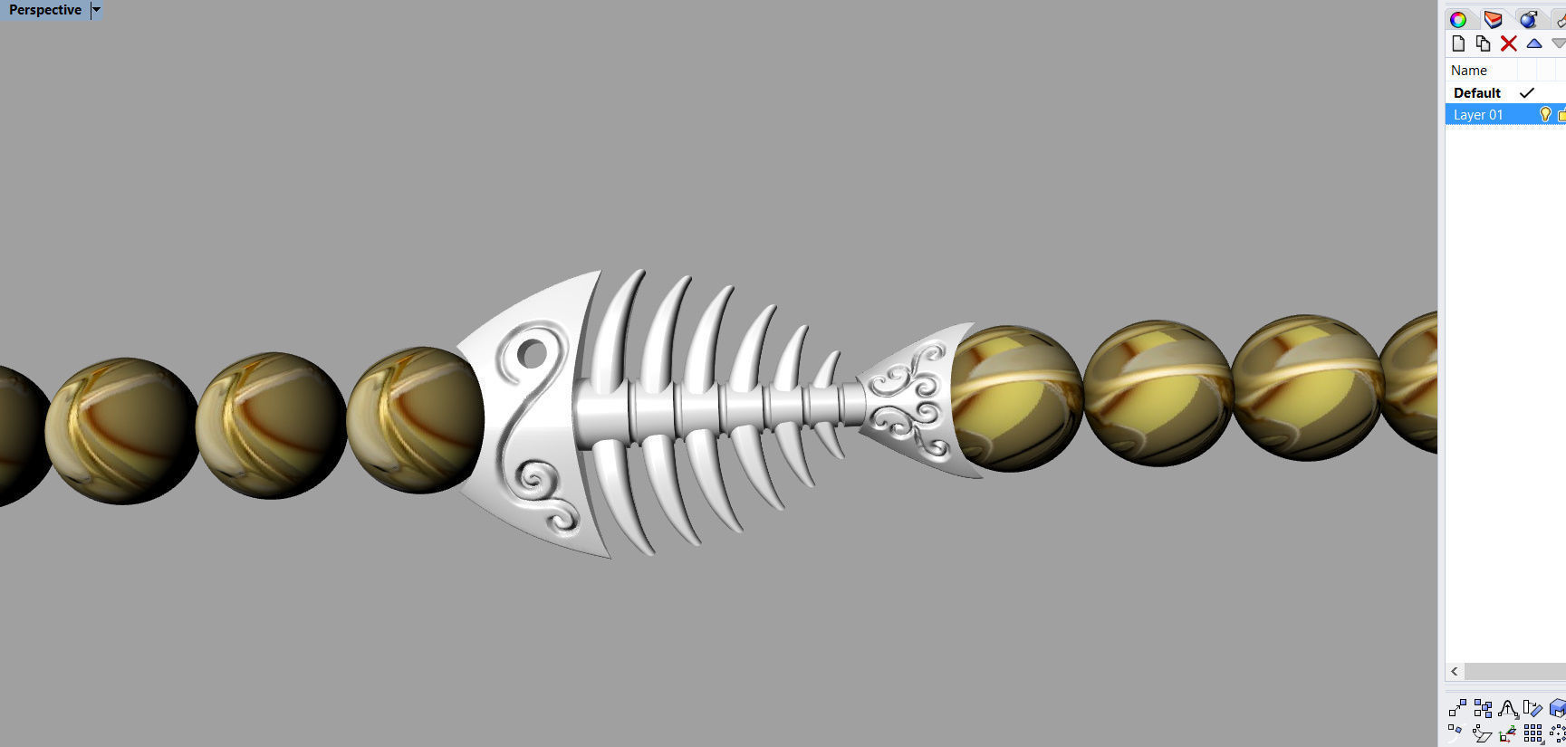 Fish Skeleton BRACELET WITH ROUND STONES 3D print model_7