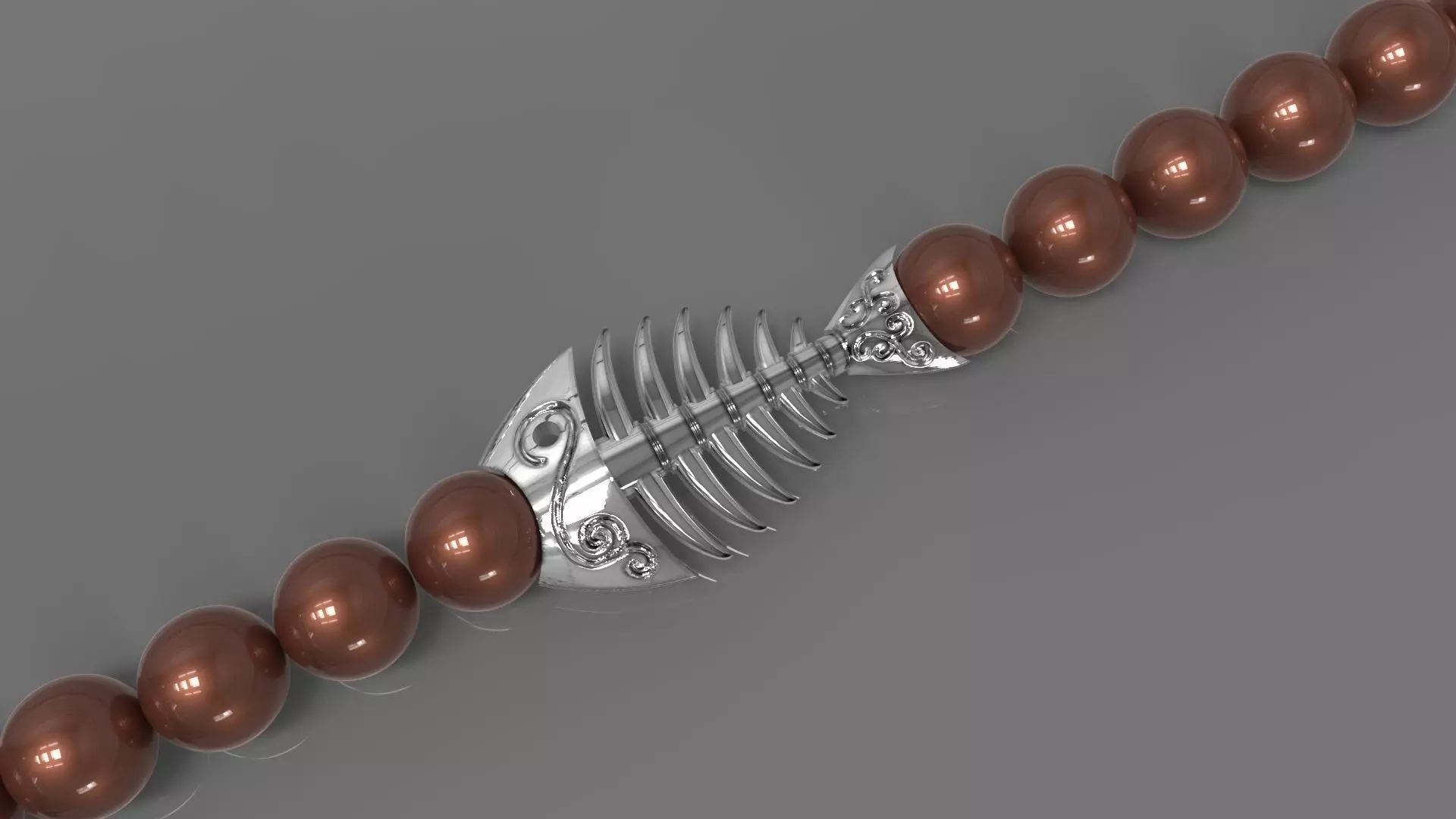 Fish Skeleton BRACELET WITH ROUND STONES 3D print model_0