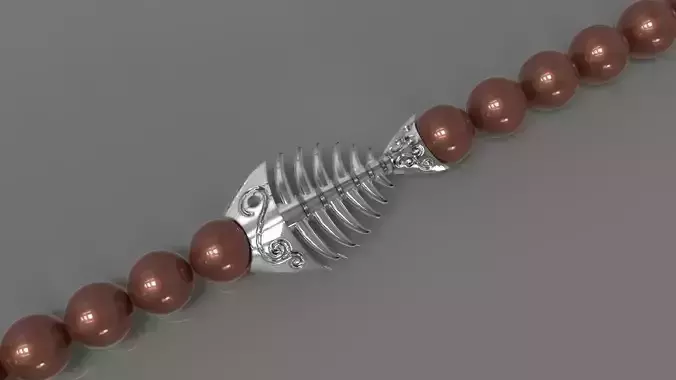 Fish Skeleton BRACELET WITH ROUND STONES