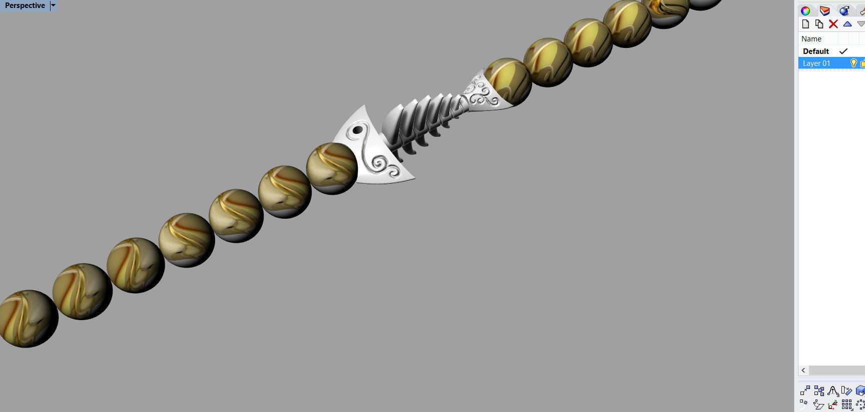 Fish Skeleton BRACELET WITH ROUND STONES 3D print model_5