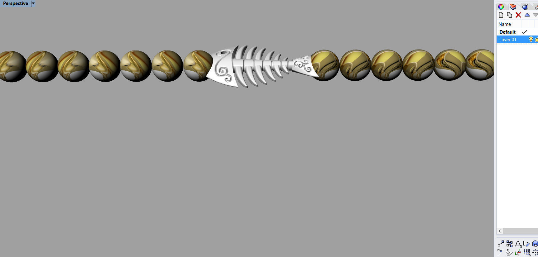 Fish Skeleton BRACELET WITH ROUND STONES 3D print model_4
