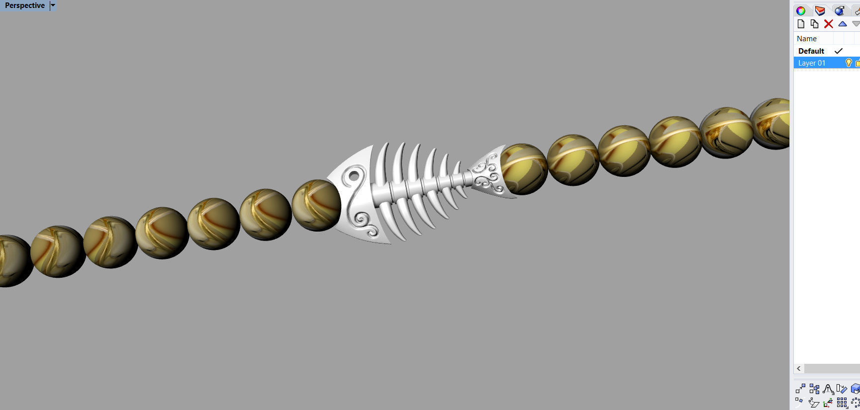 Fish Skeleton BRACELET WITH ROUND STONES 3D print model_3