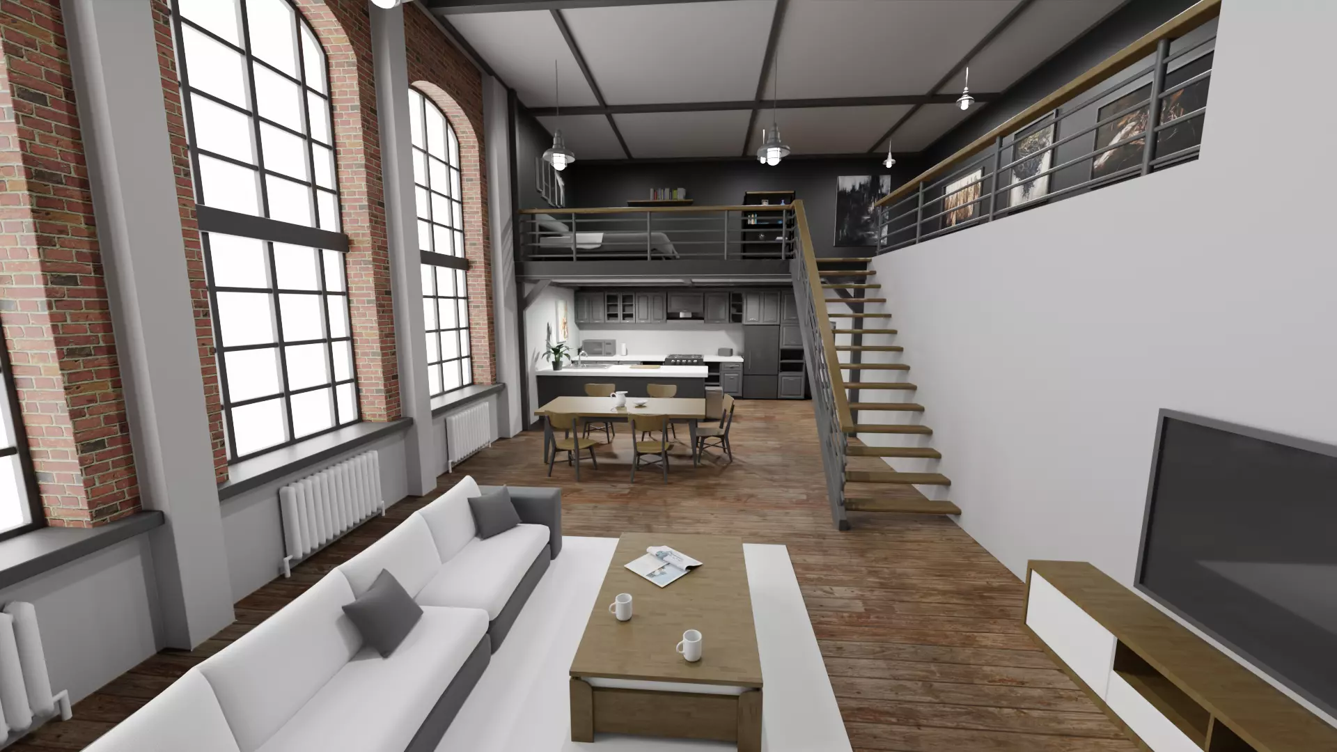 Loft Apartment Low-poly 3D model