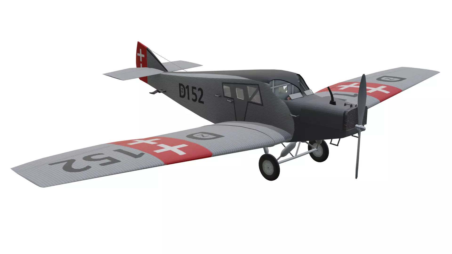 Junkers F 13 Low-poly 3D model
