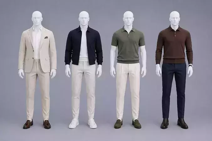 Male Mannequin Clothing Outfit Collection Shop Display Set
