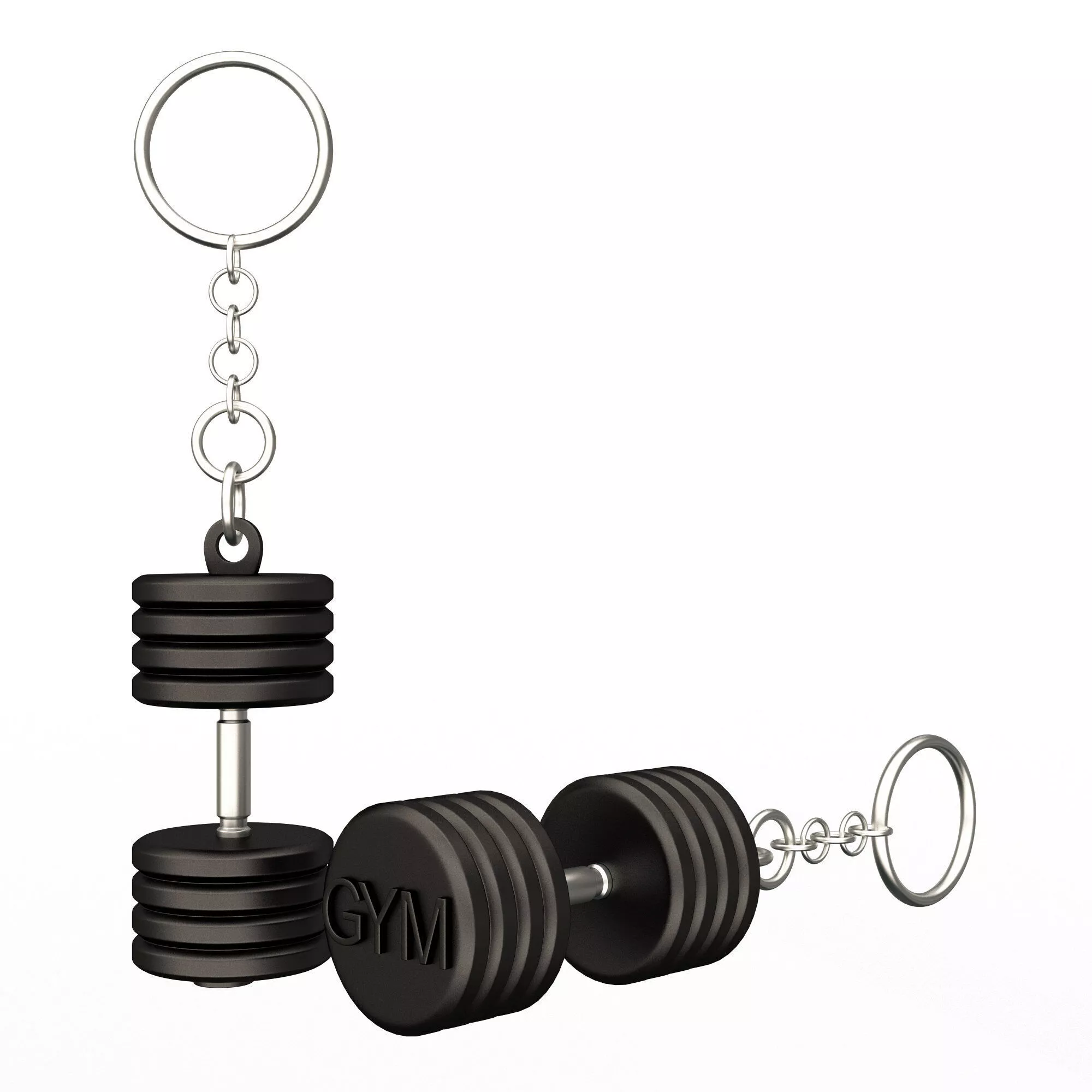 Stylized Dumbbell Keychain 3D Print Fitness Charm 03 Free 3D print model