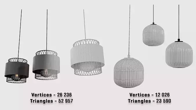 Modern Pendant Light Collection 3D model 7
