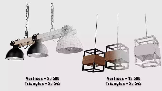 Modern Pendant Light Collection 3D model 6
