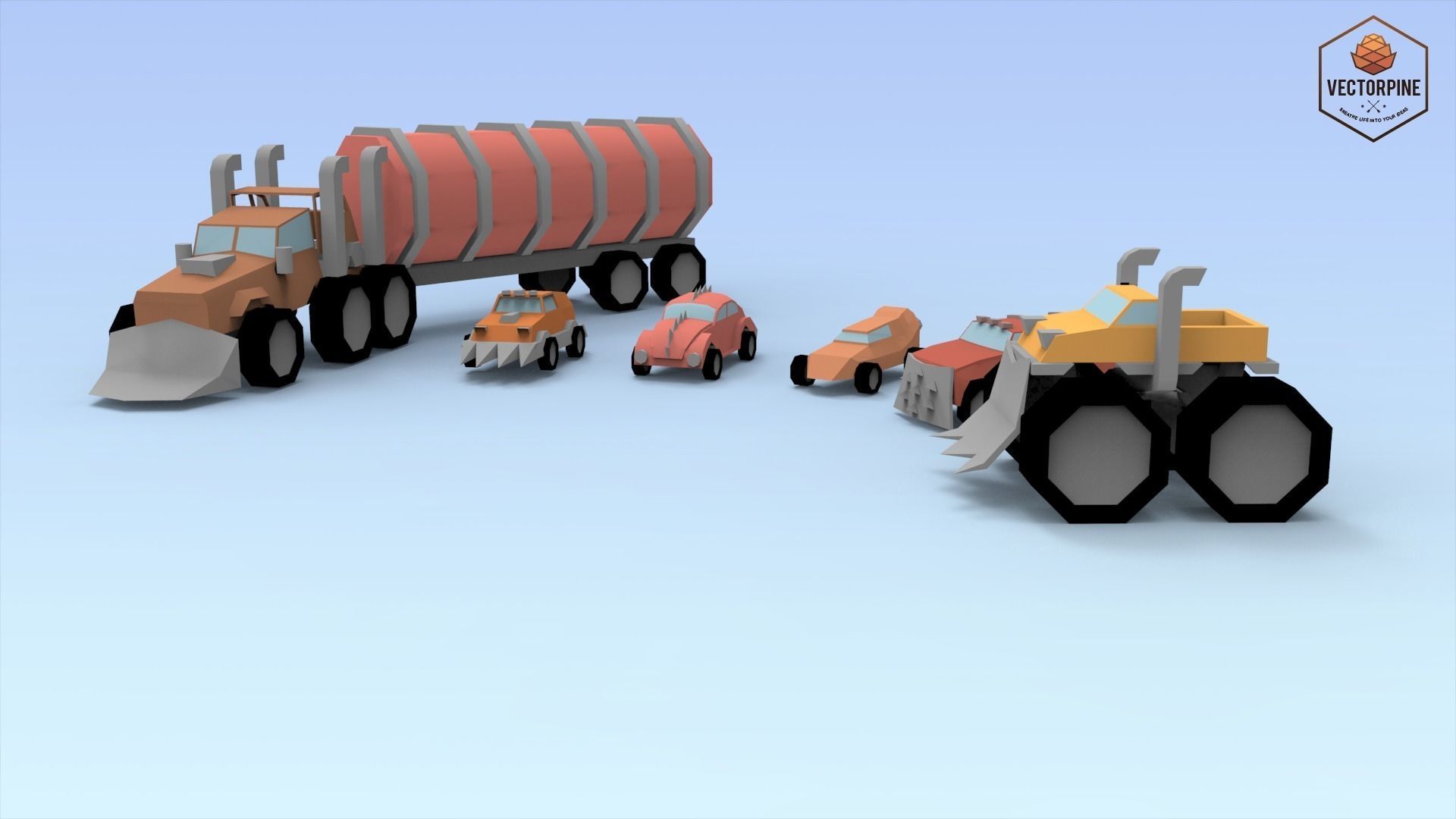 Low Poly Raider Cars Low-poly 3D model_1