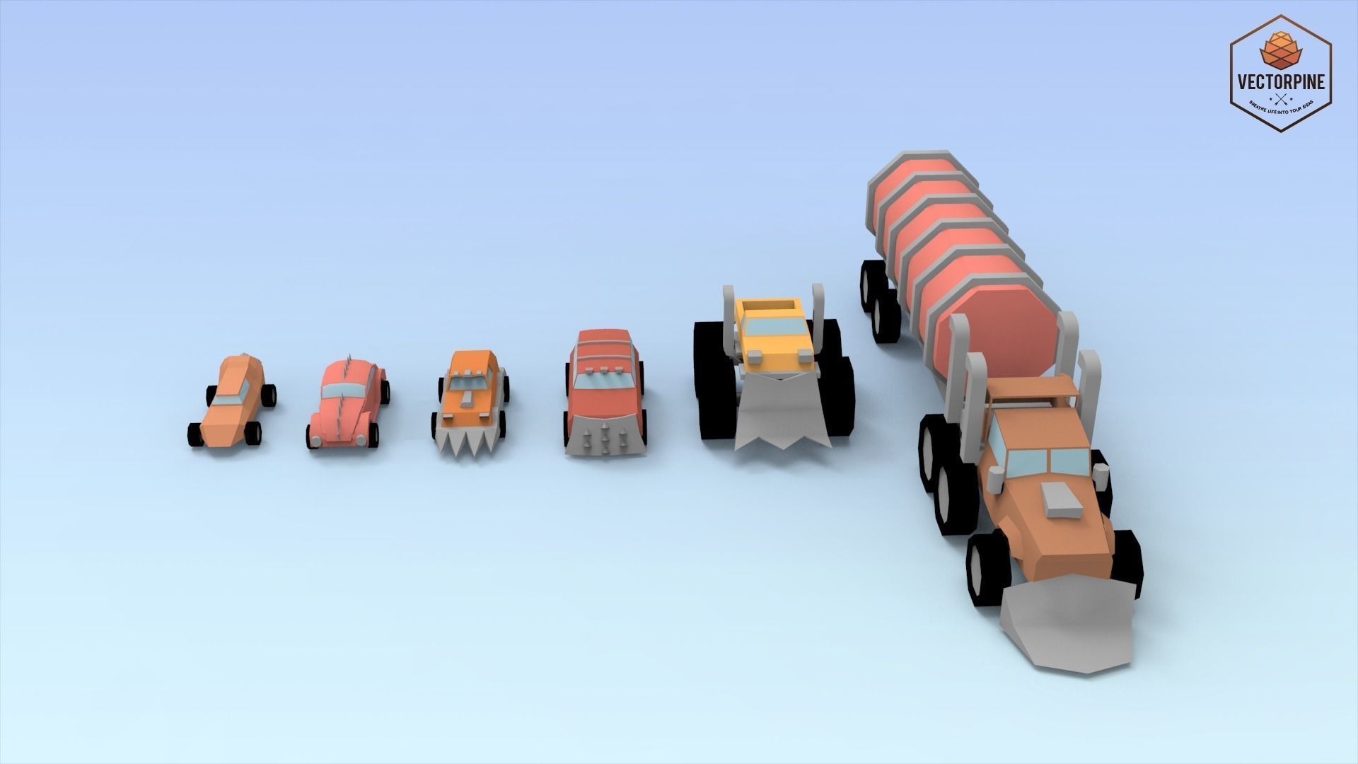 Low Poly Raider Cars Low-poly 3D model_6