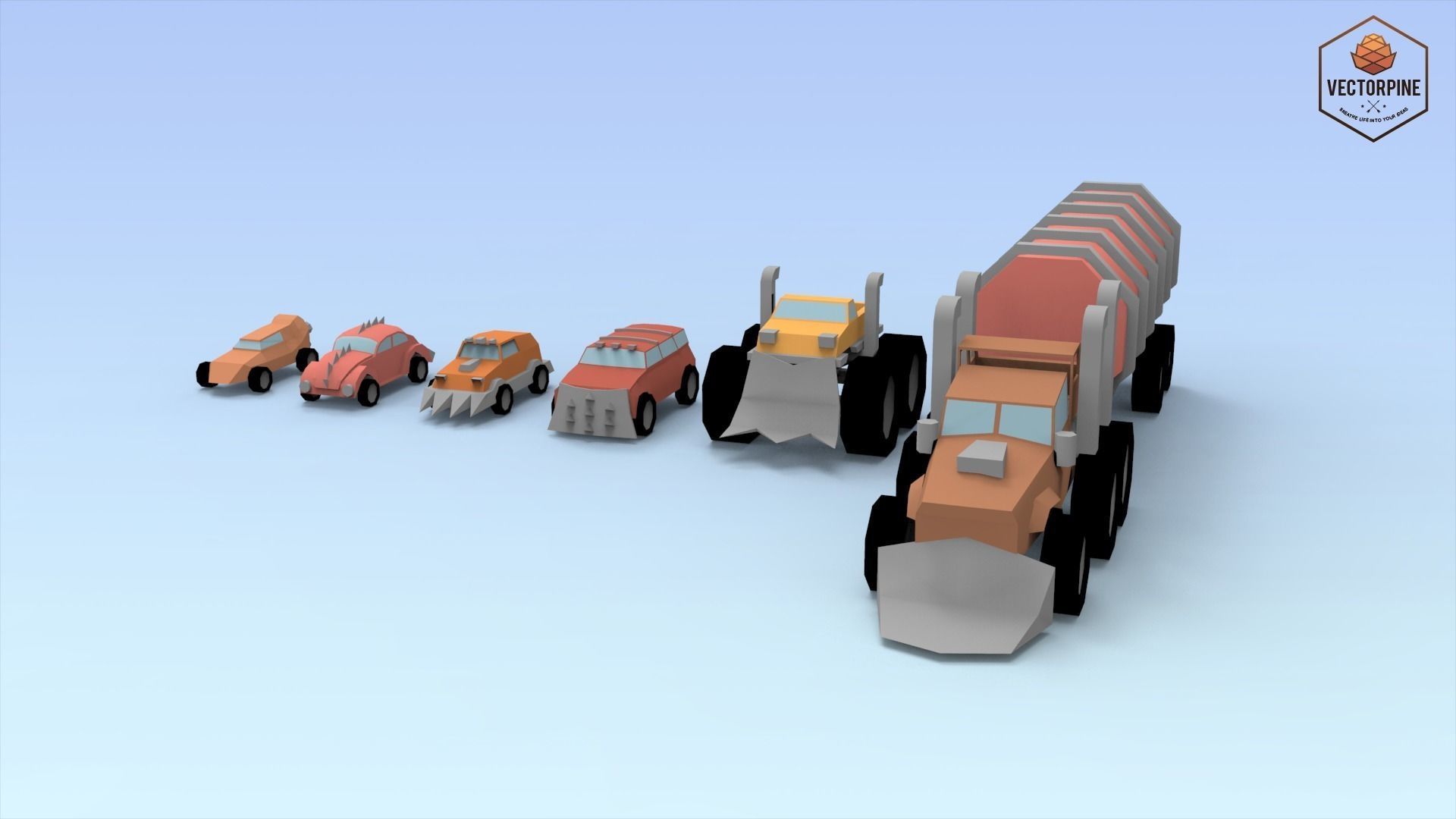 Low Poly Raider Cars Low-poly 3D model_7
