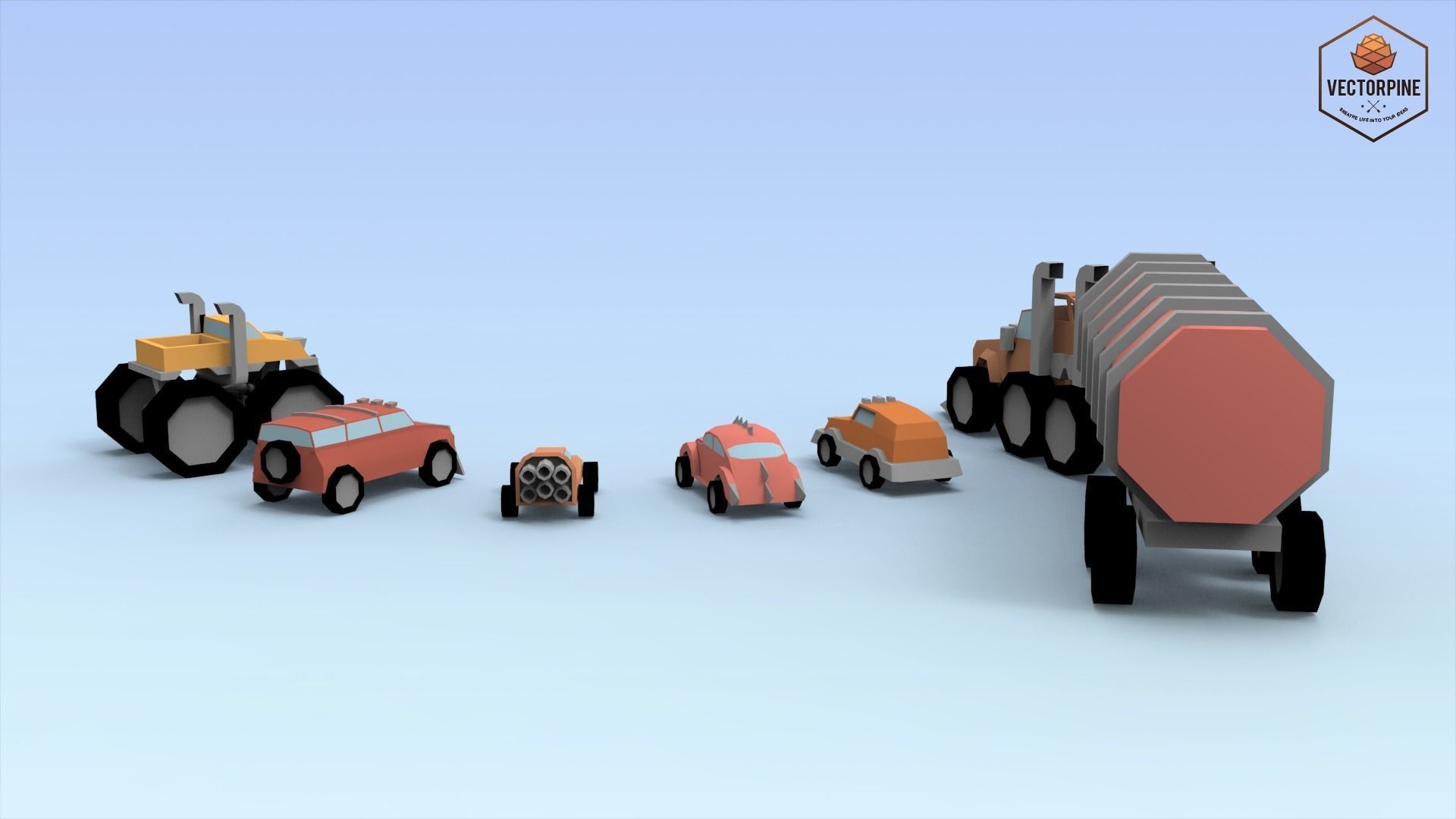Low Poly Raider Cars Low-poly 3D model_4
