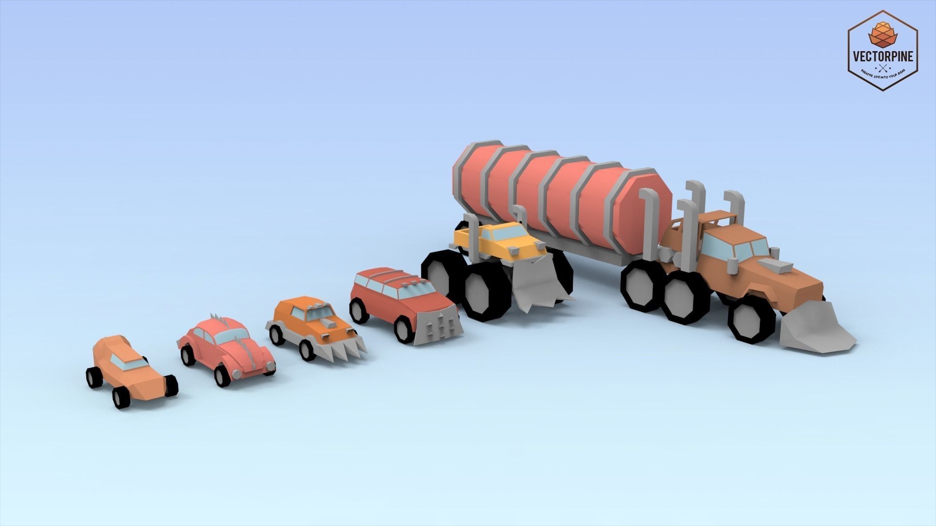 Low Poly Raider Cars Low-poly 3D model_5