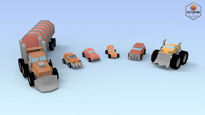 Low Poly Raider Cars Low-poly 3D model