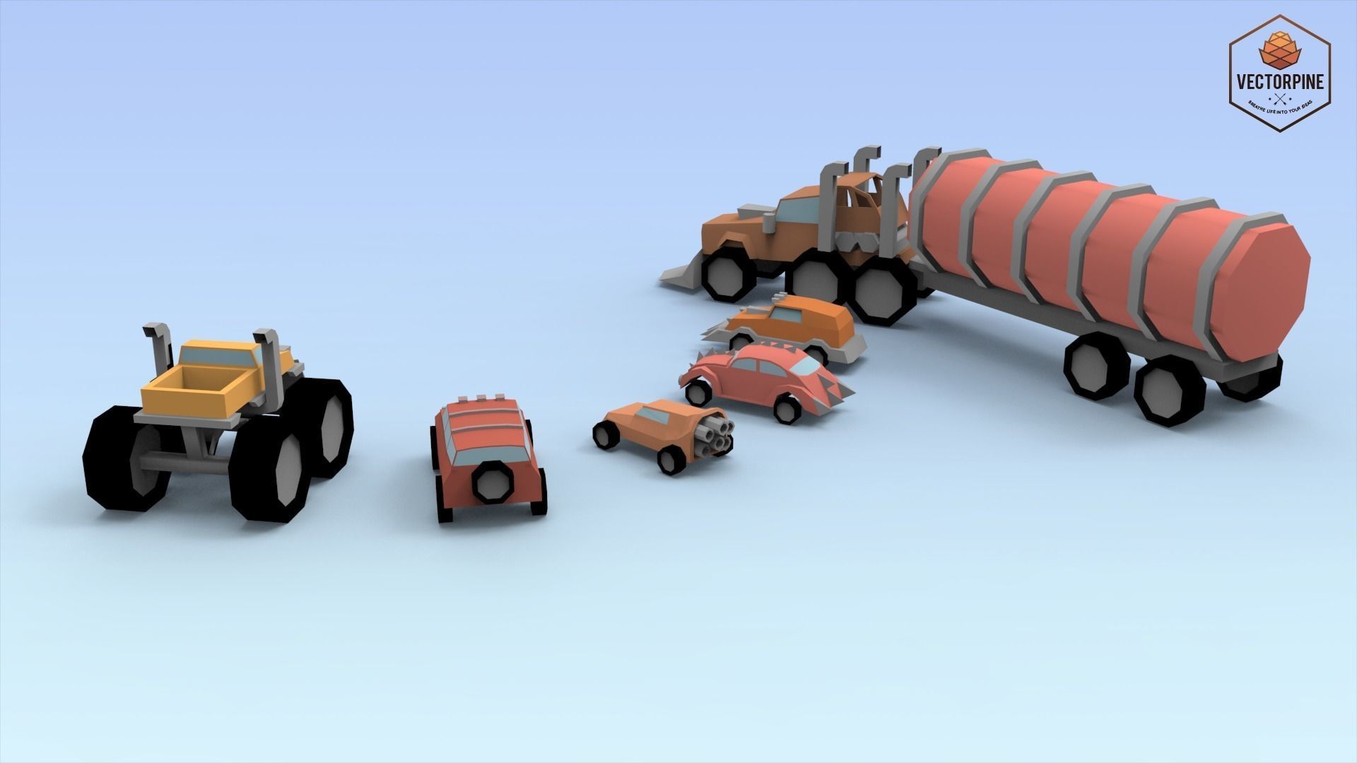 Low Poly Raider Cars Low-poly 3D model_2