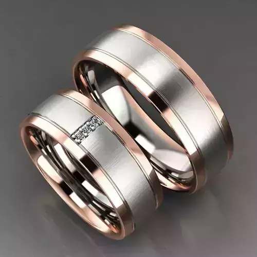 Two-tone Matte Wedding Rings