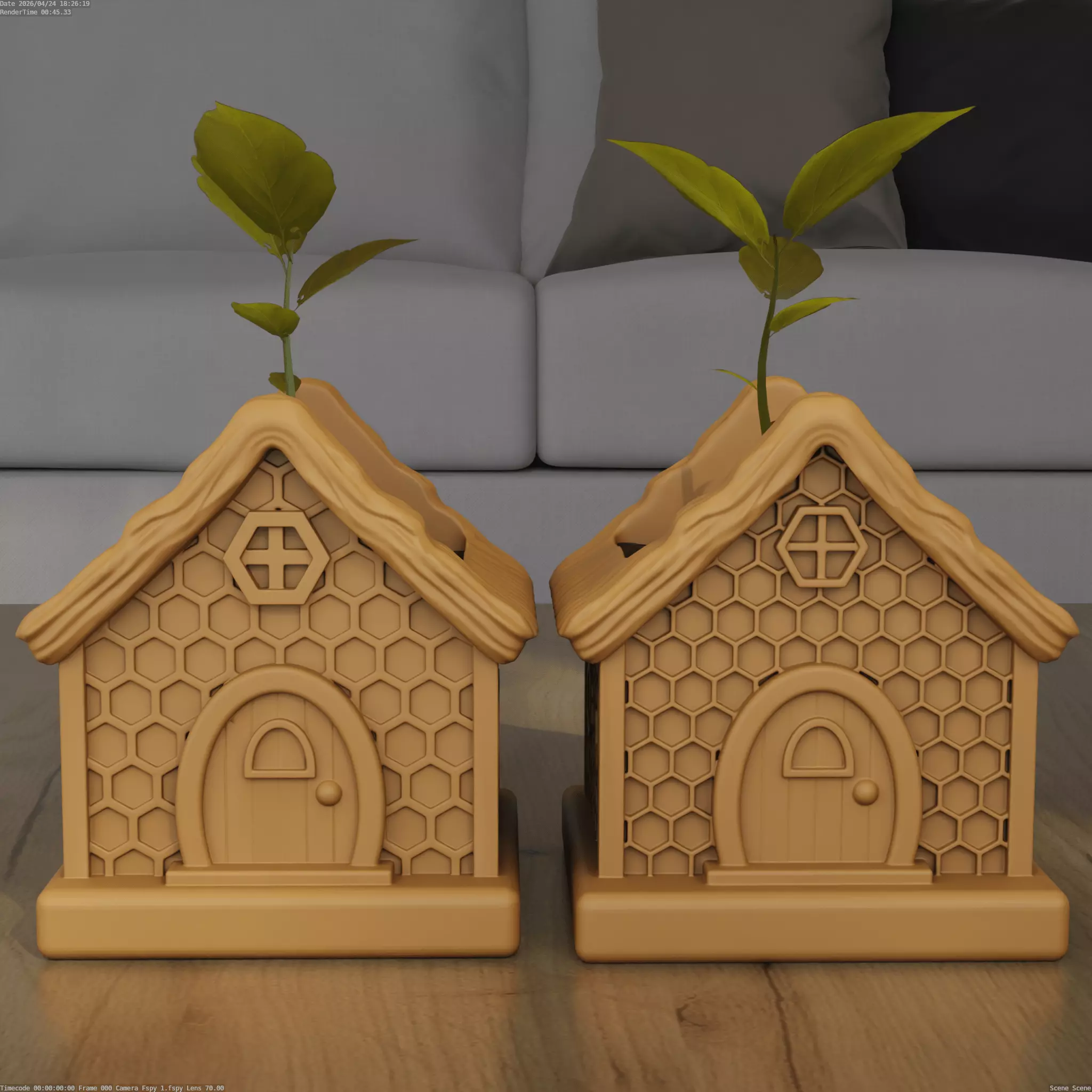 Cozy Bee Cottage Planter STL 3D Printable Model 3D print model