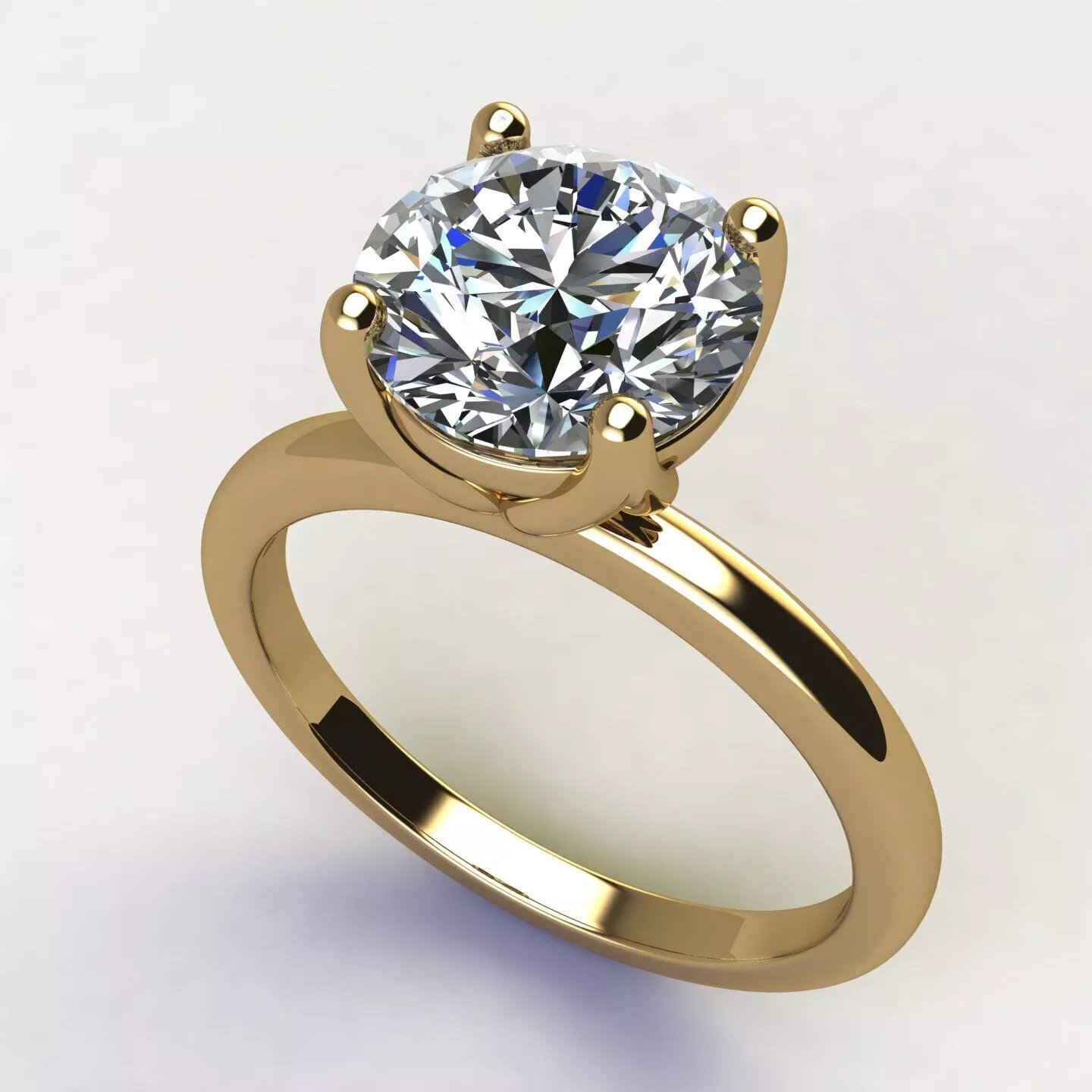Elegant Solitaire Ring with Floral Petal Style Prong Setting 3D print model