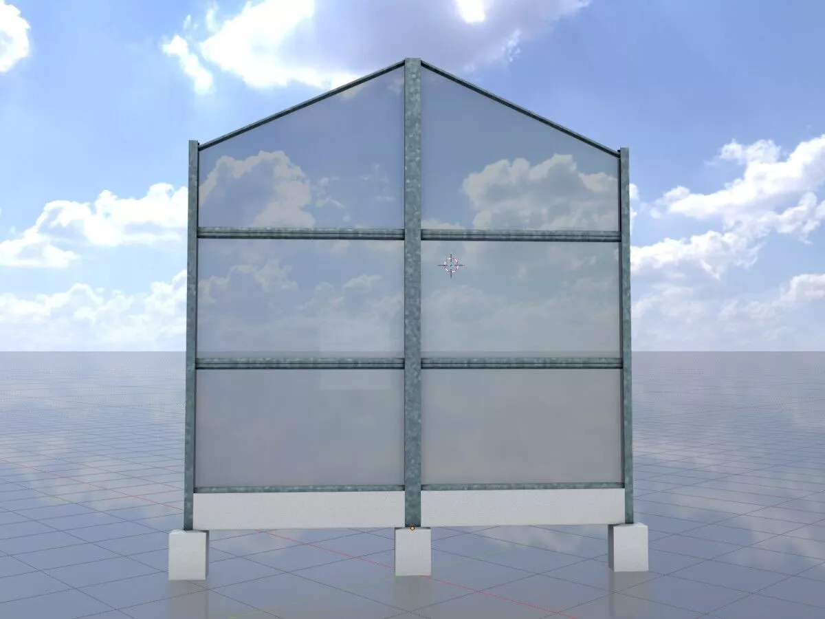 Noise barrier glass metal concrete foundation 5970 mm x 5360 mm Low-poly 3D model