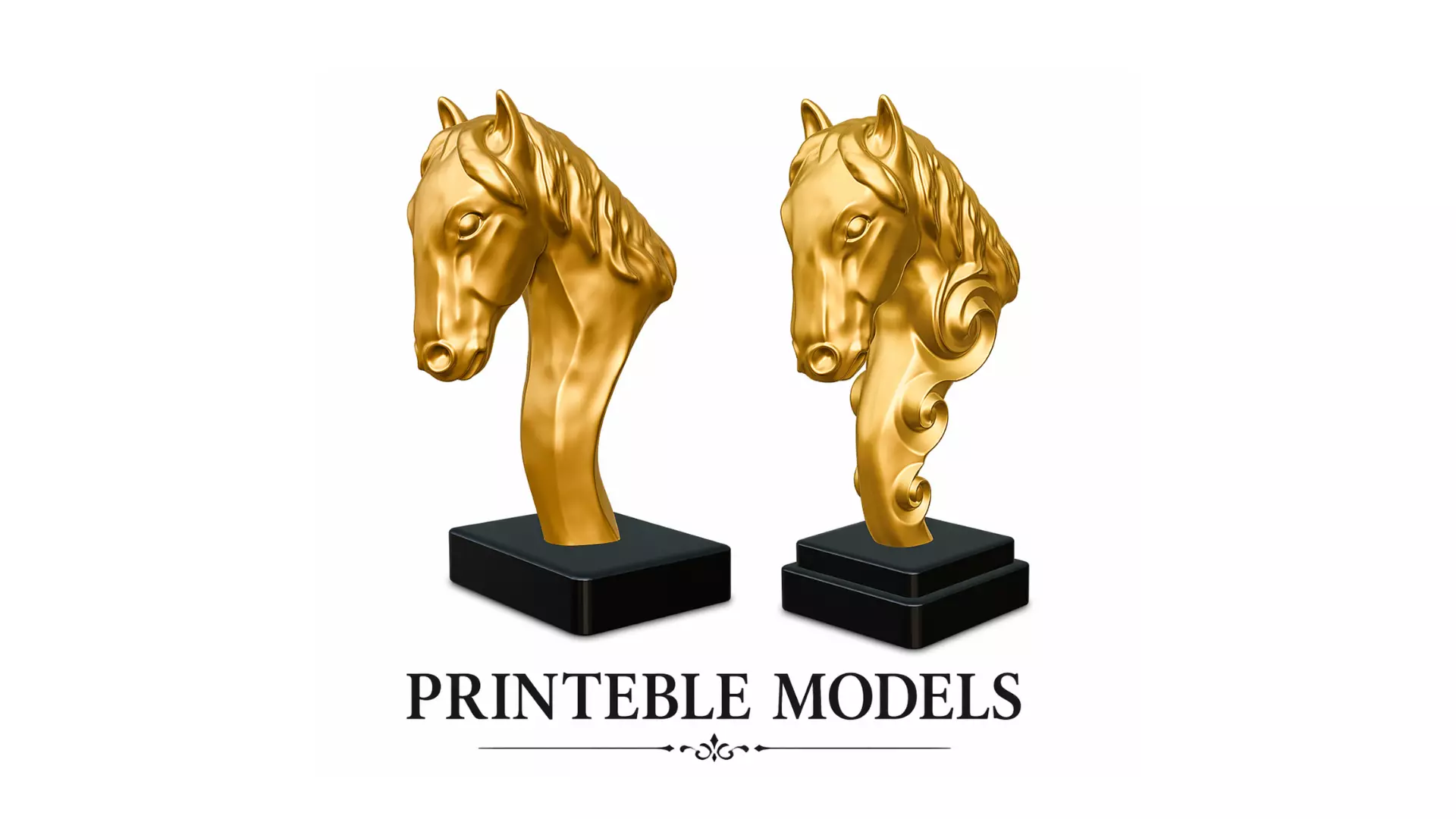 Luxury Horse Head Pair Sculpture 3D print model